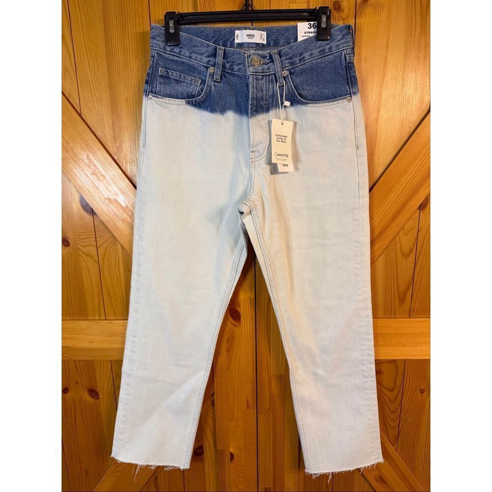 Mango Two-Tone Blue Straight Leg Jeans